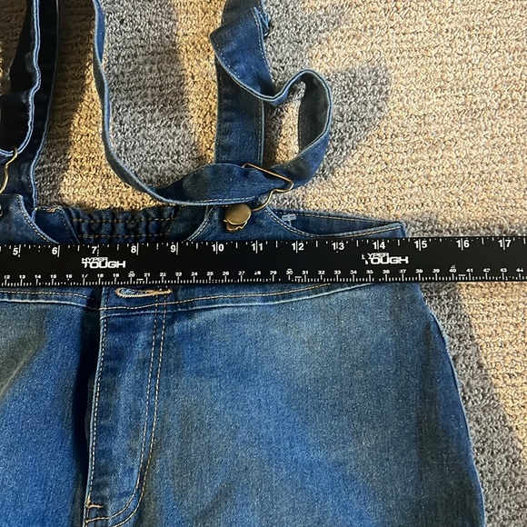Turquoise Haven bell bottom women’s denim overalls SZ L - Picture 9 of 11
